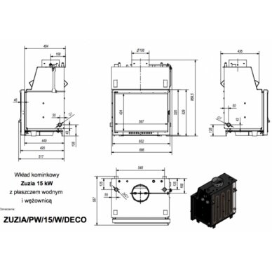 ZUZIA PW 15kW DECO kvarca kamīns ar dzesēšanas sistēmu 3