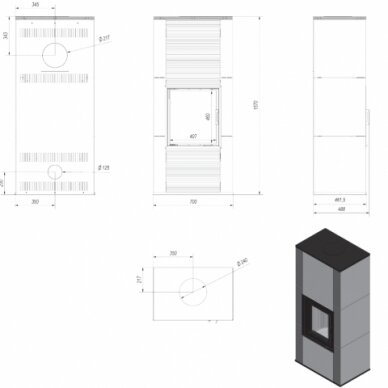 Krāsns Kratki NADIA8, ar baltiem podiņiem, 7kW 1 Krāsns Kratki NADIA8, ar baltiem podiņiem, 7kW 1