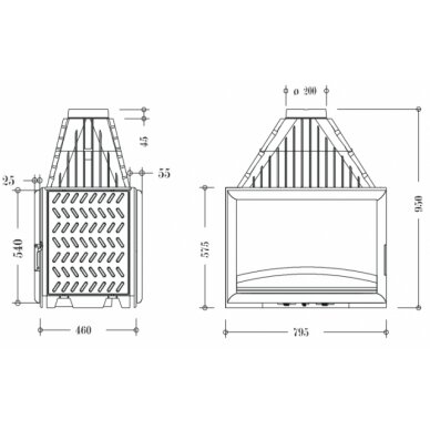 Kamīna kurtuve INVICTA 800 ar divām fasādēm, 15kW 1 Kamīna kurtuve INVICTA 800 ar divām fasādēm, 15kW 1