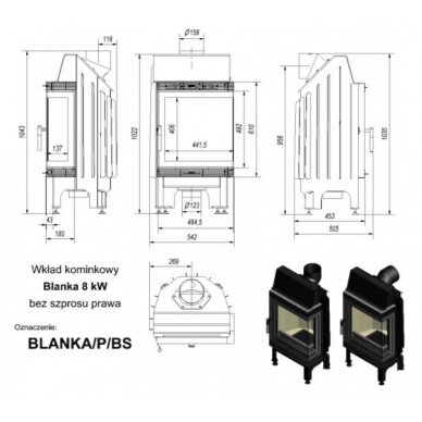Каминная топка Kratki Blanka BS/P, с правым стеклом 1 Каминная топка Kratki Blanka BS/P, с правым стеклом 1