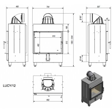 Kamīns Kratki Lucy, 12kW 1