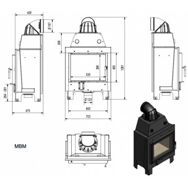 Kamīns Kratki MBM, 10kW 1