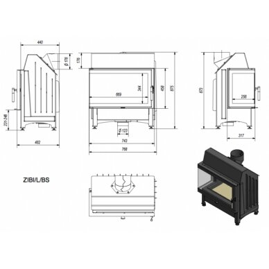 Каминная топка Kratki Zibi/L/BS, 11кВт 1 Каминная топка Kratki Zibi/L/BS, 11кВт 1