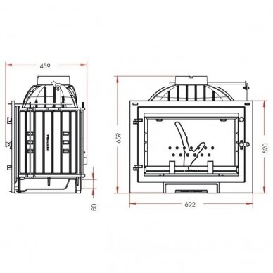 Kamīns Invicta MILOS 700, ar vārstu, 10kW 1 Kamīns Invicta MILOS 700, ar vārstu, 10kW 1