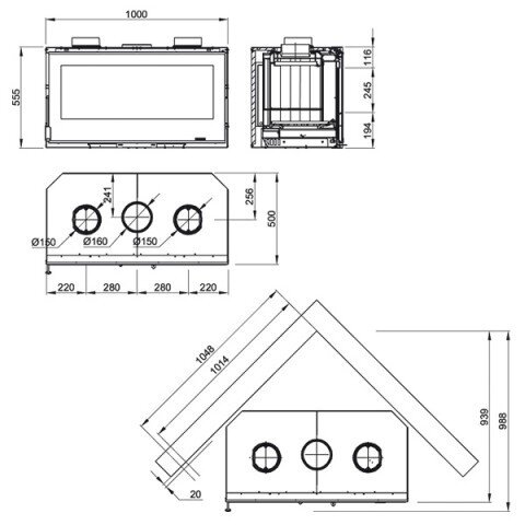 Каминная кассета NORDICA Inserto 100 Crystal Ventilato 9 Каминная кассета NORDICA Inserto 100 Crystal Ventilato 9