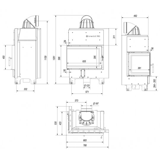 Каминная топка Kratki MBM/P/BS, 10кВт 6