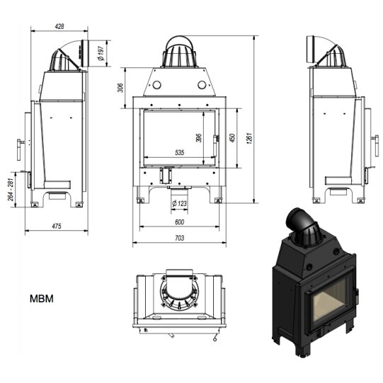 Kamīns Kratki MBM, 10kW 1