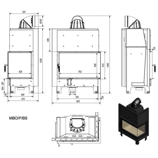 Kamīns Kratki MBO P/BS, 15kW 1 Kamīns Kratki MBO P/BS, 15kW 1