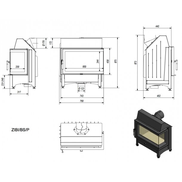 Kamīns Kratki Zibi/P/BS, 11kW 1 Kamīns Kratki Zibi/P/BS, 11kW 1