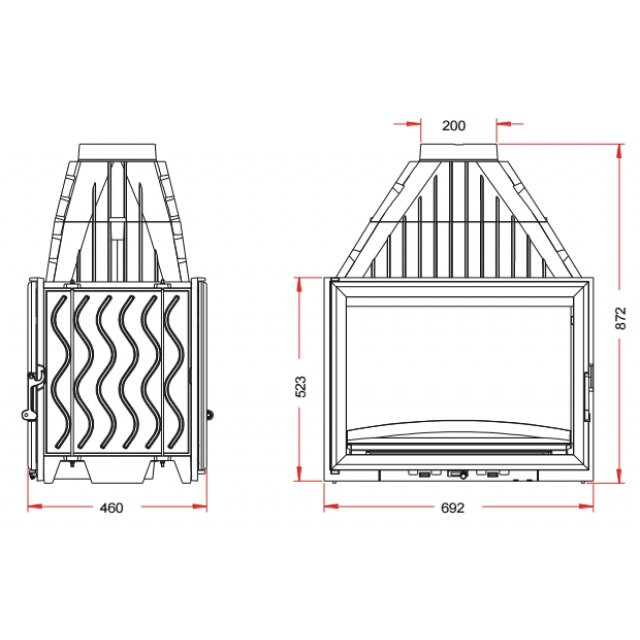 Kamīna kasete INVICTA 700 ar divām fasādēm, 14kW 1 Kamīna kasete INVICTA 700 ar divām fasādēm, 14kW 1