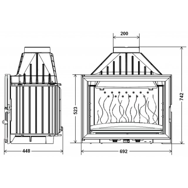Kamīna kurtuve INVICTA 700, ar taisnu stiklu, 14kW 1 Kamīna kurtuve INVICTA 700, ar taisnu stiklu, 14kW 1