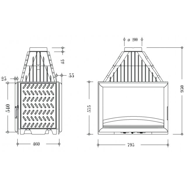 Kamīna kurtuve INVICTA 800 ar divām fasādēm, 15kW 1 Kamīna kurtuve INVICTA 800 ar divām fasādēm, 15kW 1