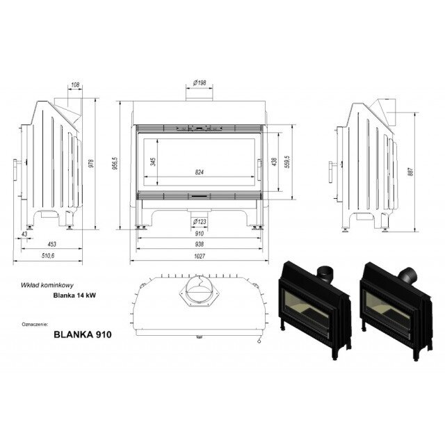 Kamīna kurtuve Kratki Blanka 910 16kW 2 Kamīna kurtuve Kratki Blanka 910 16kW 2