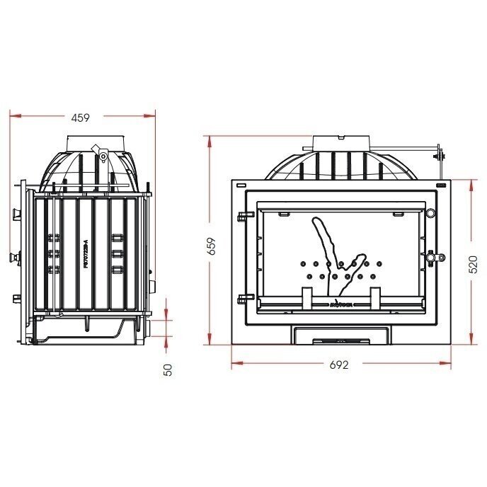 Kamīns Invicta MILOS 700, ar vārstu, 10kW 1 Kamīns Invicta MILOS 700, ar vārstu, 10kW 1